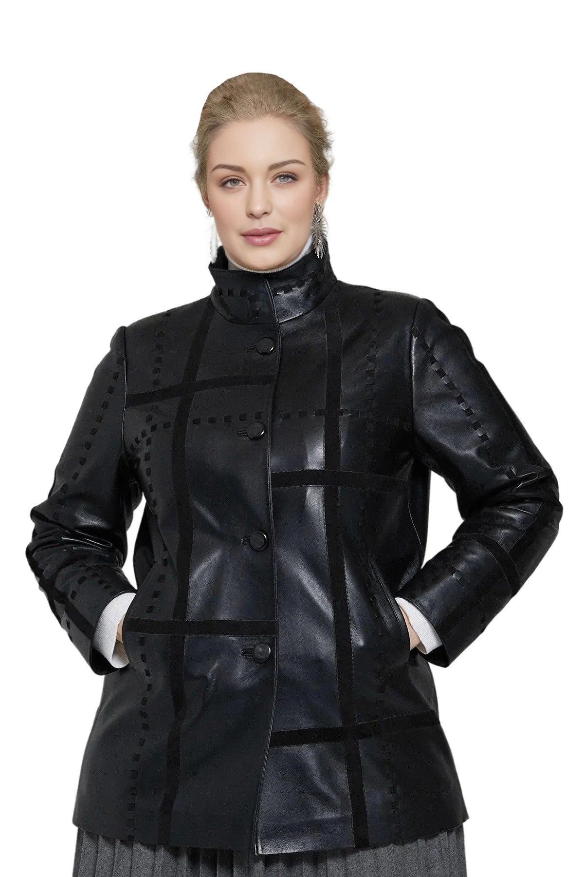 Serenity Women Black Leather Coat
