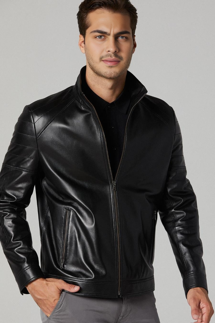 Atlanta Black Distressed Leather Jacket For Men