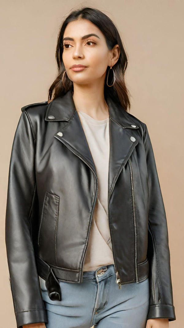 Women Shirt Leather Jacket
