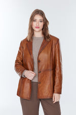 Kartherine Waxed Brown Leather Jacket for Women