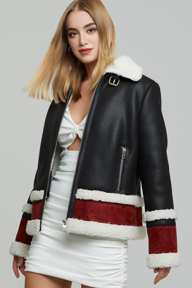 Daisy Black Leather Jacket For Women's