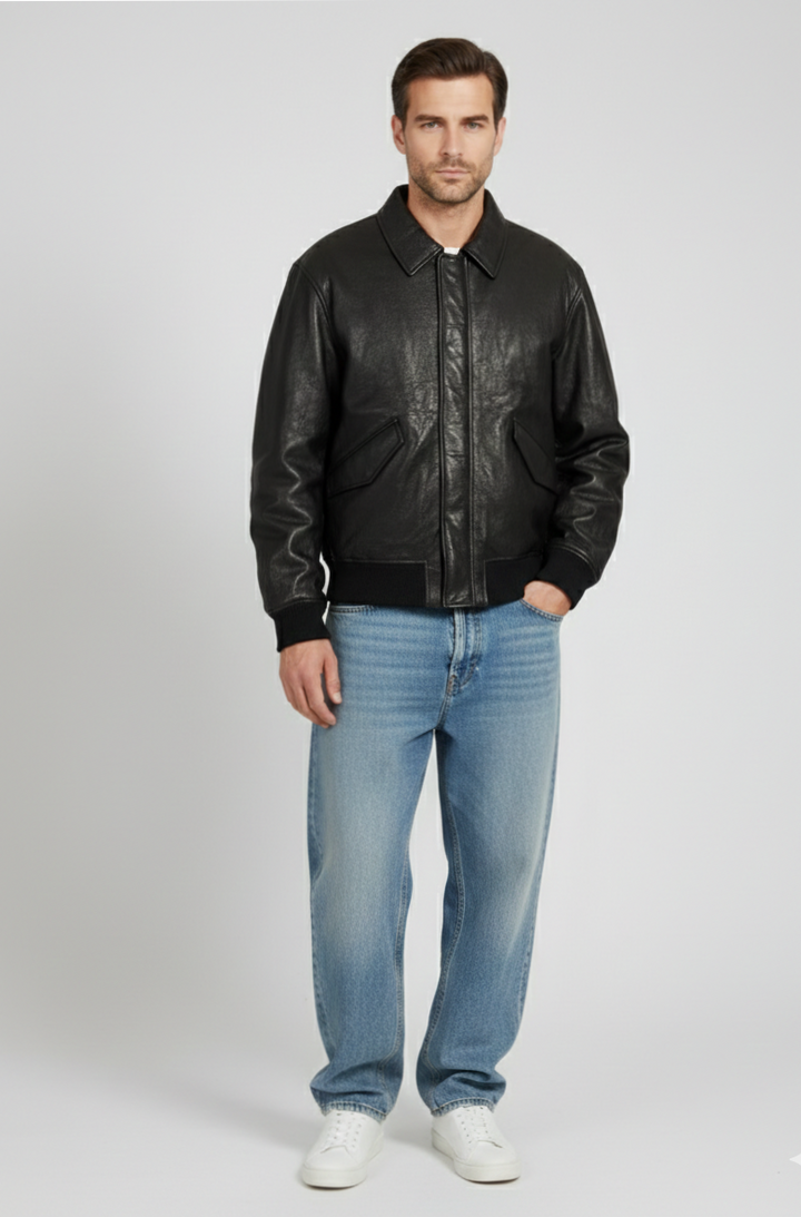mens-black-genuine-leather-aviator-bomber-jacket