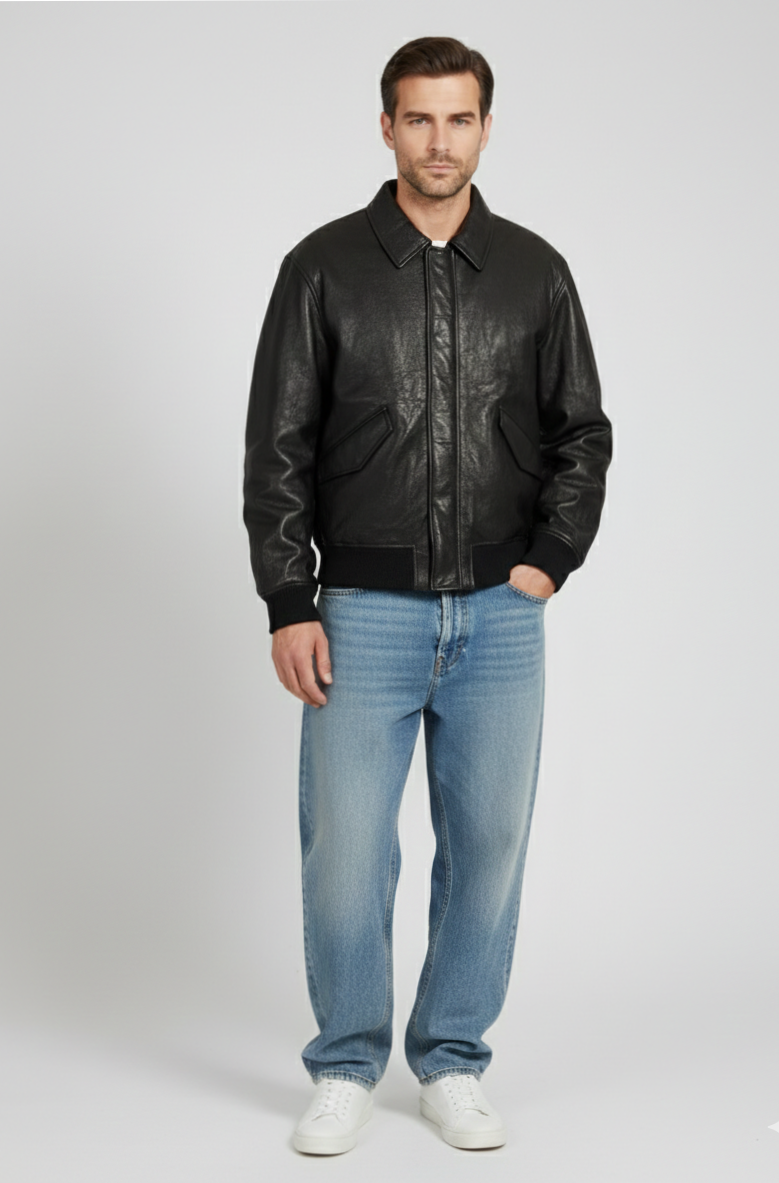 mens-black-genuine-leather-aviator-bomber-jacket