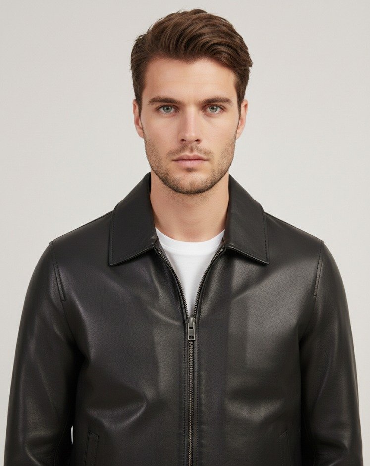 mens-black-leather-harrington-jacket