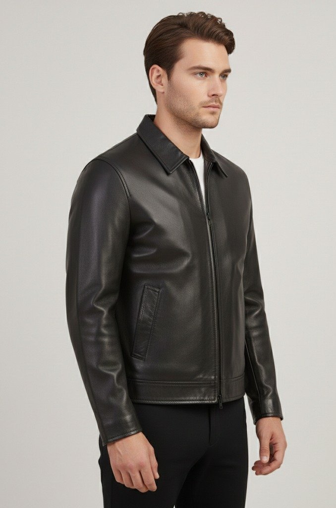 mens-black-leather-harrington-jacket