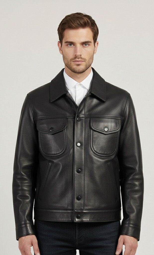 mens-premium-black-leather-trucker-jacket