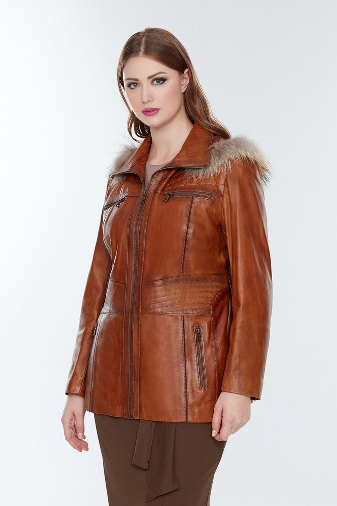 Women Brown Leather Jacket