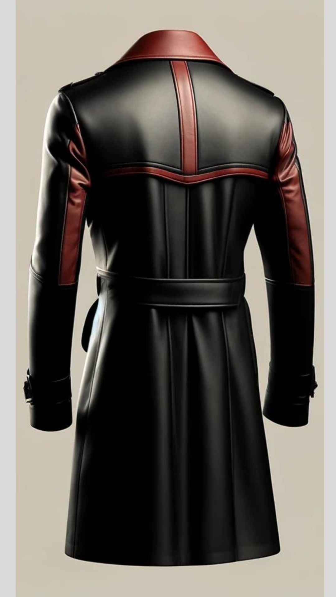 Captain Red & Black Leather Coat For Men