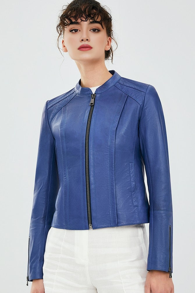 Eden Judith Blue Women Leather Jacket