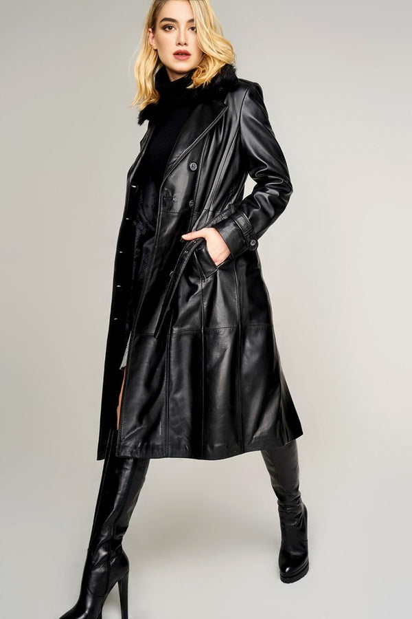 Black Brenda Long Coat For Women