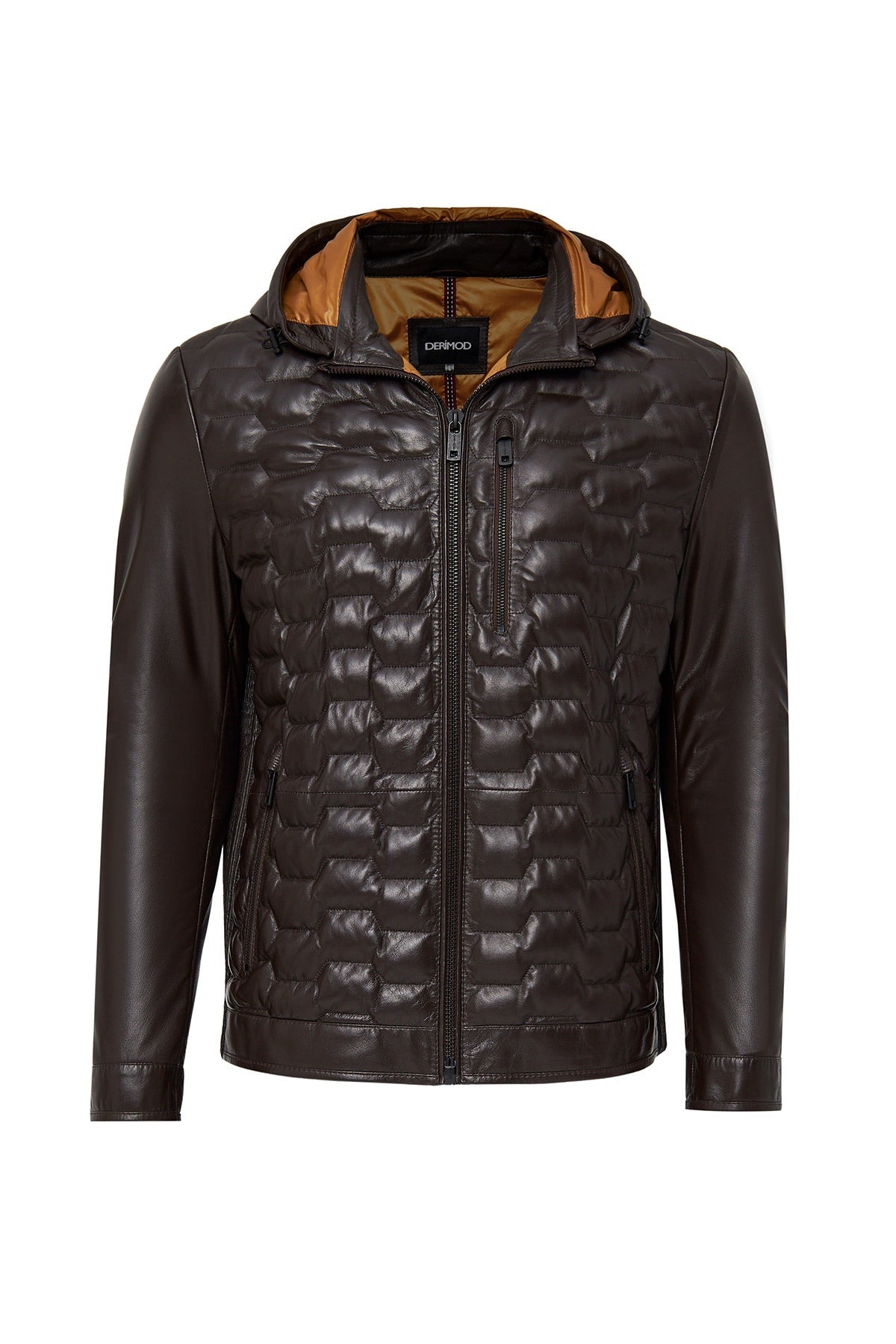 Silva Men's Hooded Brown Leather Jacket