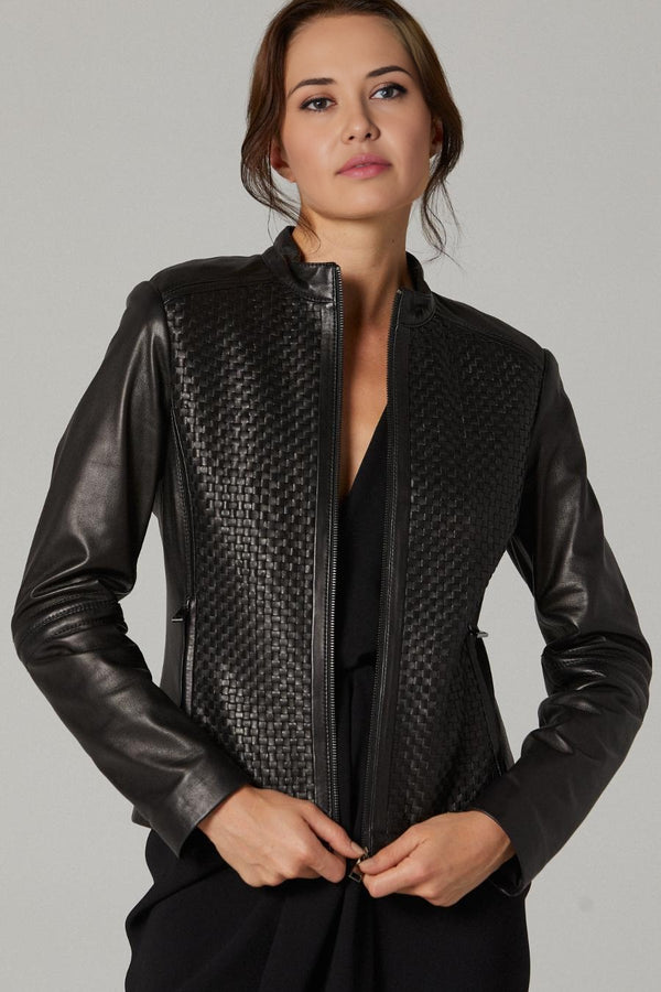Austin Black stylish Design Leather Jacket For Women