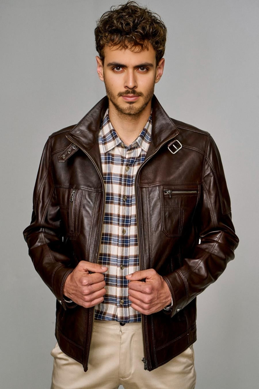 Dark Brown stylish Leather Jacket For Men