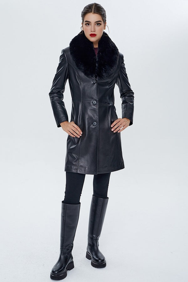 Black Christina Long Coat For Women