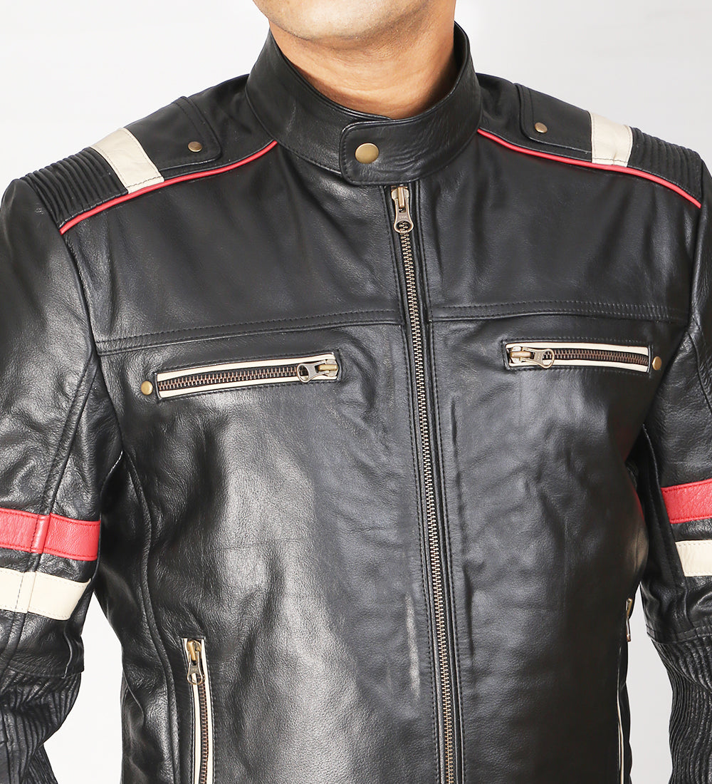 Retro Black Stylish Leather Jacket For Men