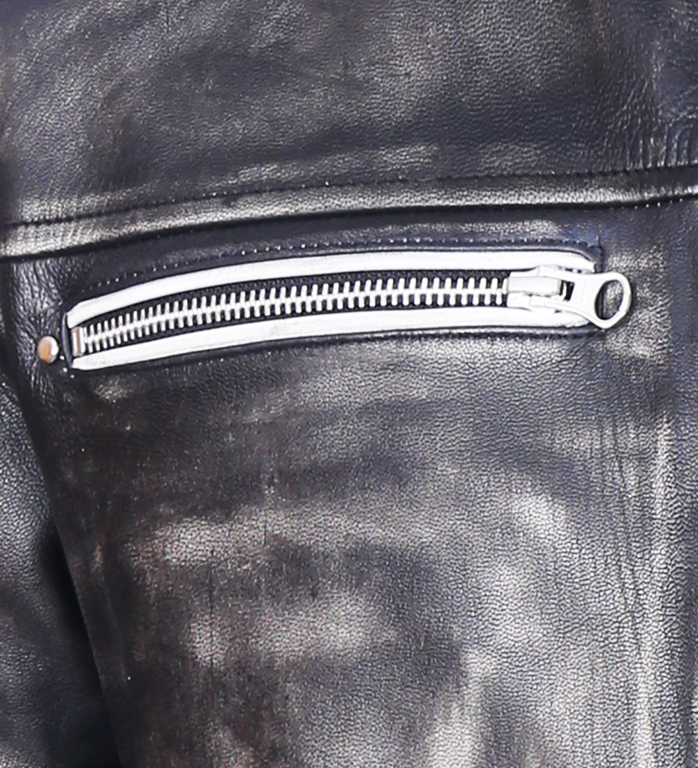 Retro Black Distressed Leather Jacket For Men