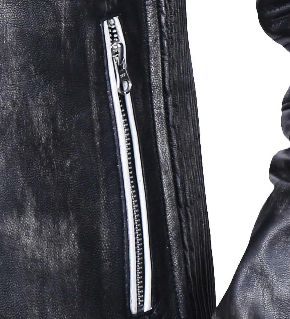 Retro Black Distressed Leather Jacket For Men