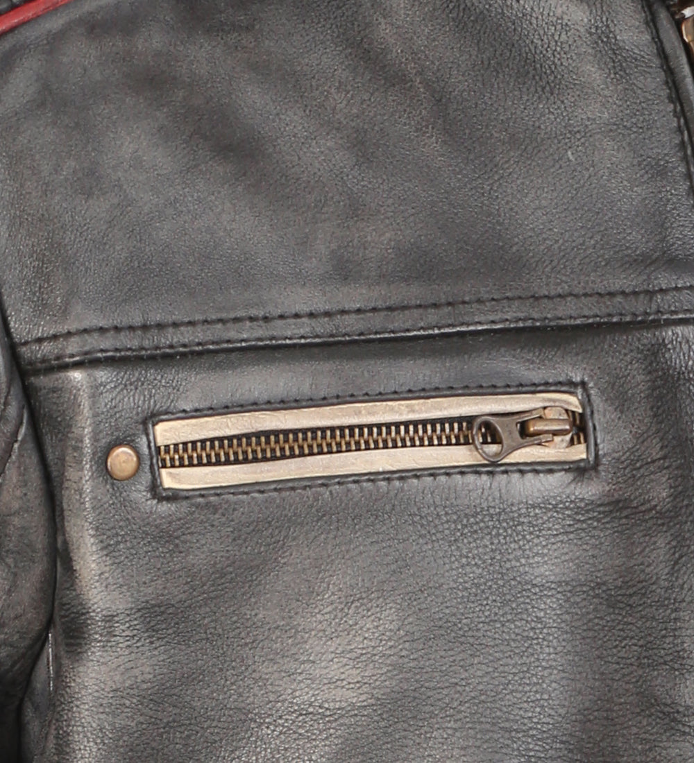 Retro Distressed Black Leather Jacket For Men