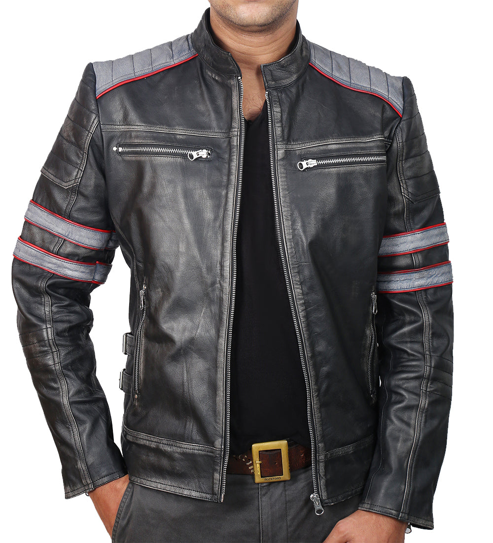Retro Black Stylish Leather Jacket For Men