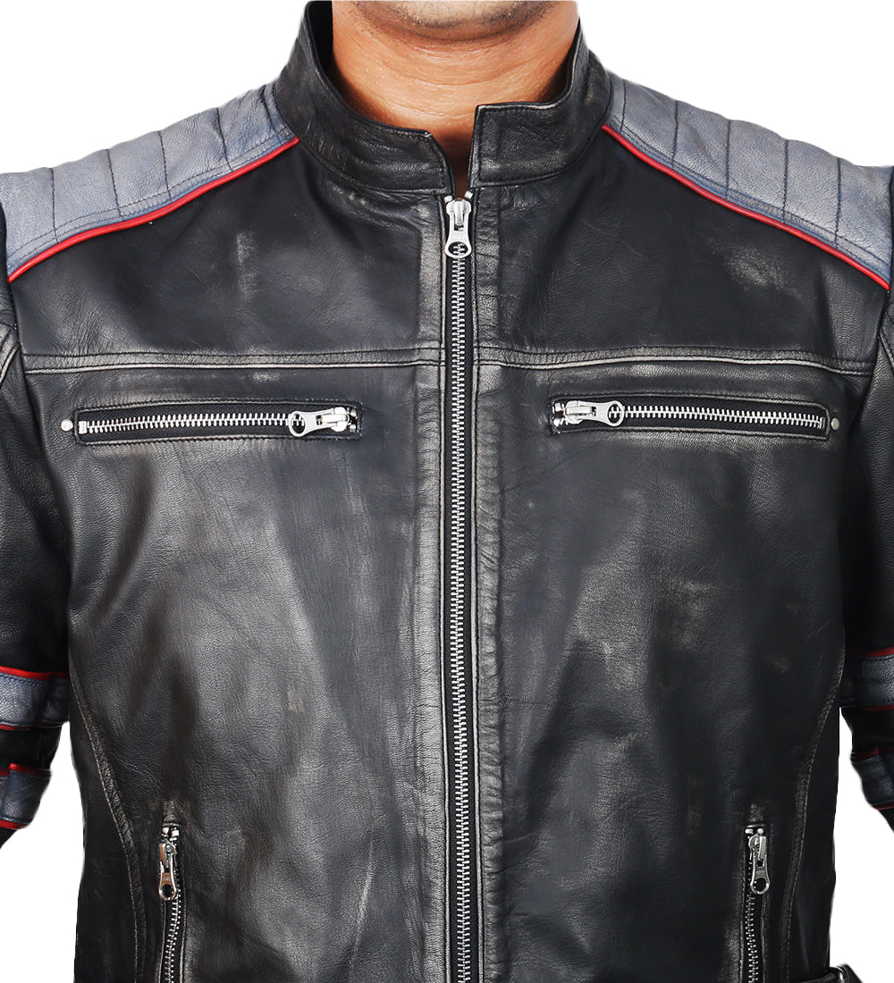 Retro Black Stylish Leather Jacket For Men