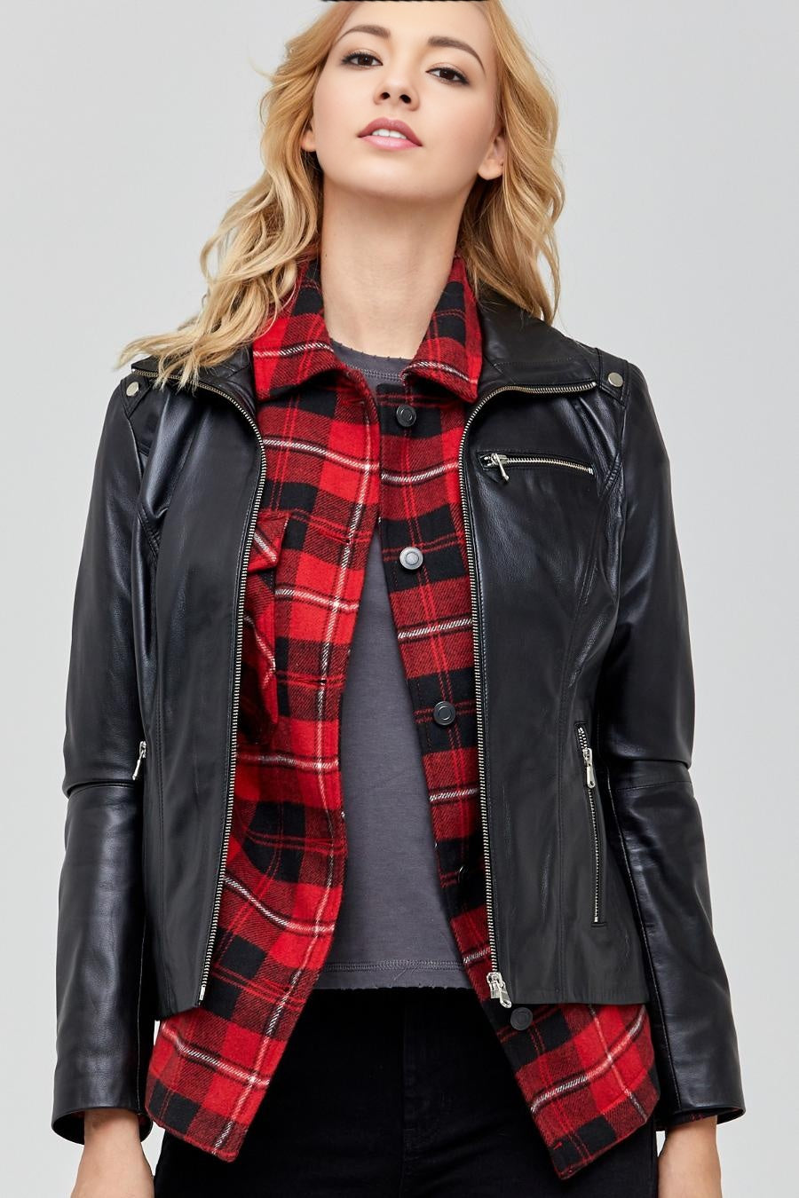 Jane Motor Bike Black Leather Jacket For Women