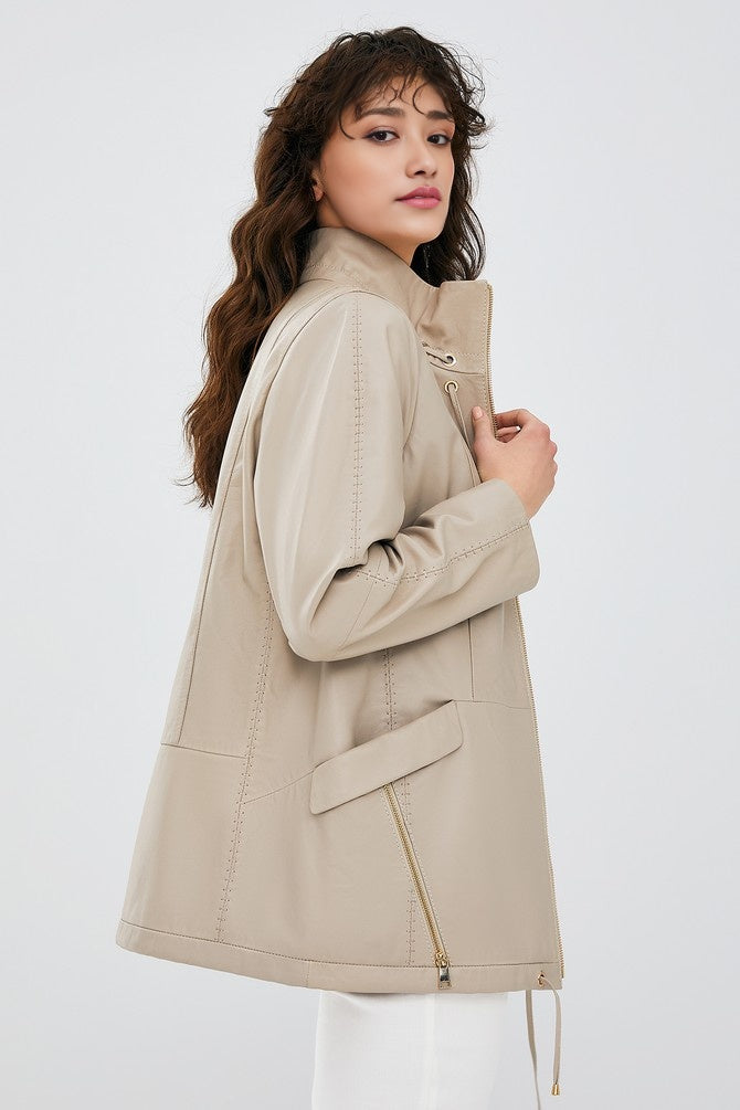 White Leather Coat For Women