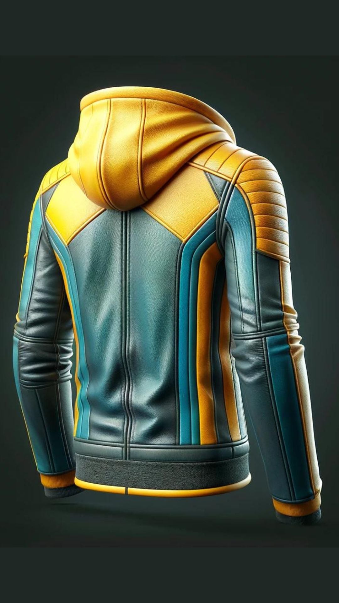 Heavy Bike Rider Yellow & Skyblue Leather Jacket For Men