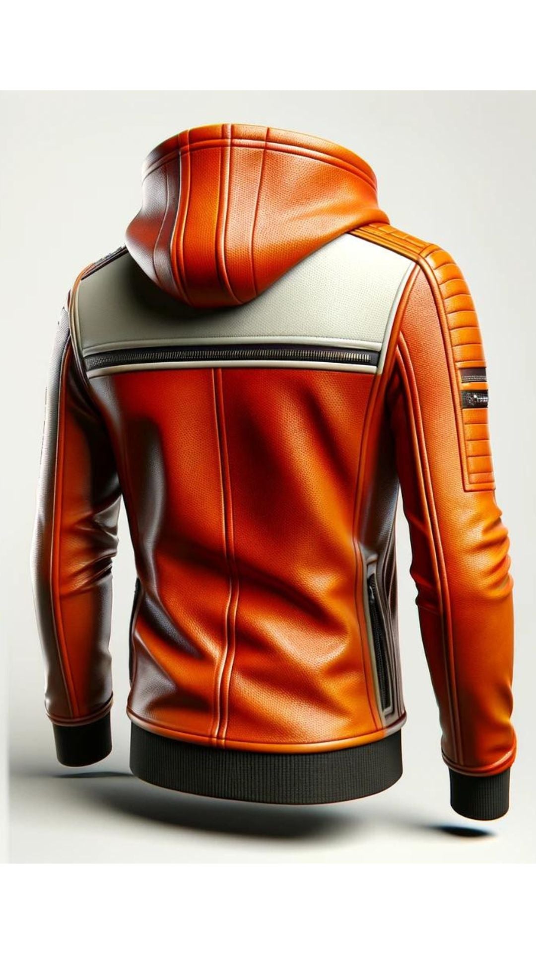 Orange White Leather Jacket For Men