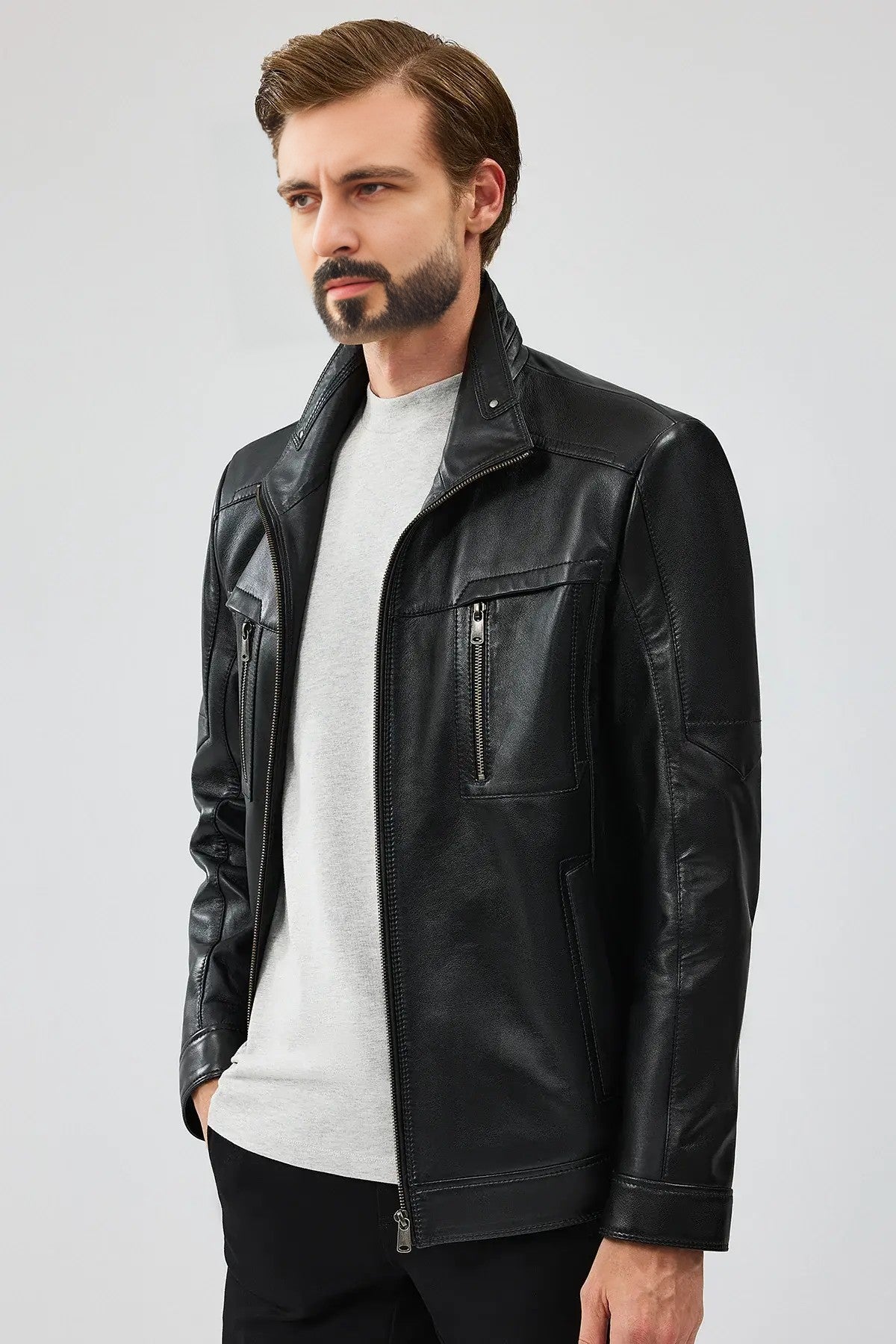 Urban Rebel Distressed Men’s Biker Leather Jacket