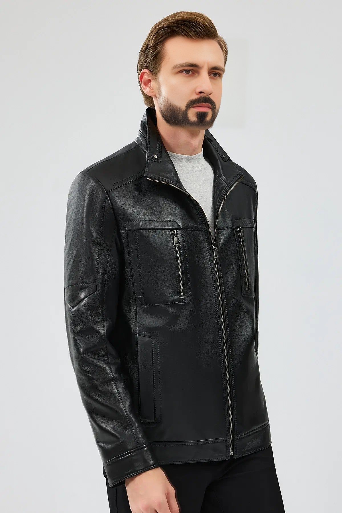 Urban Rebel Distressed Men’s Biker Leather Jacket