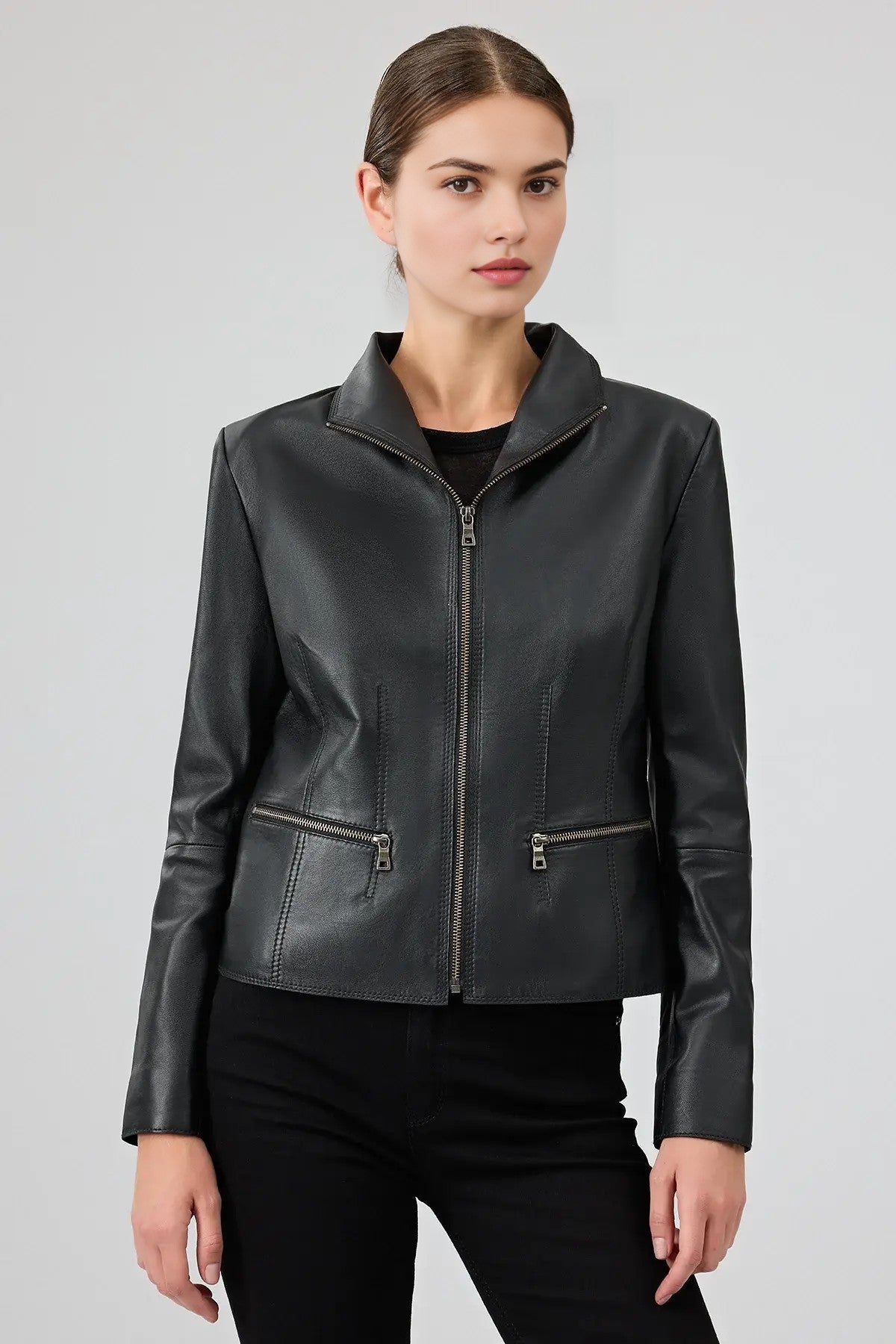 Velora Black Leather Jacket