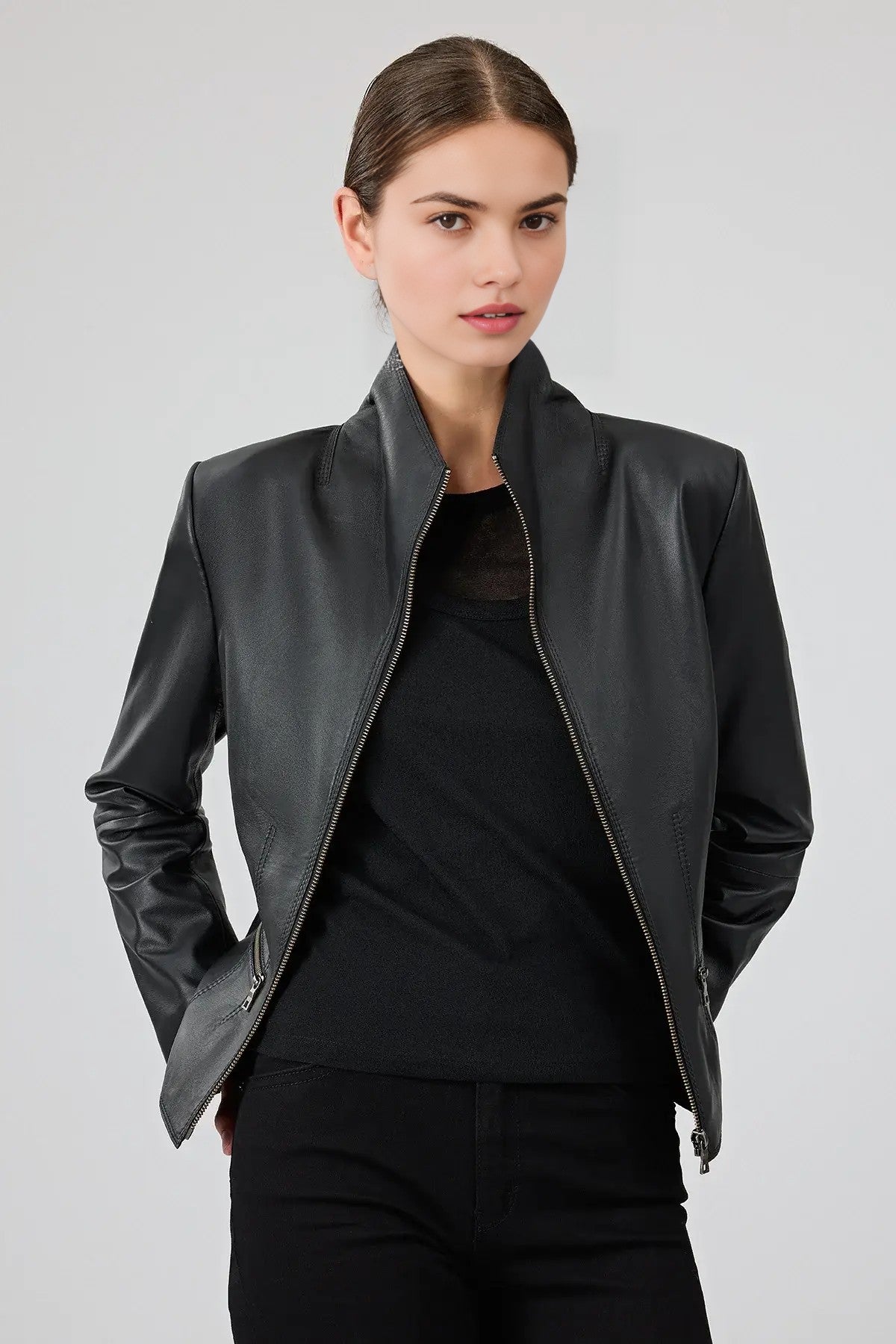 Velora Black Leather Jacket