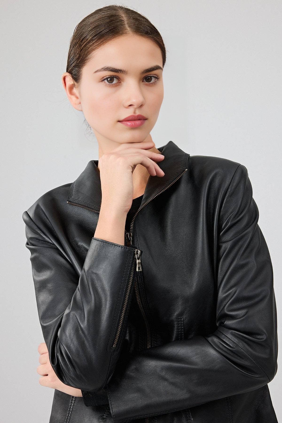 Velora Black Leather Jacket