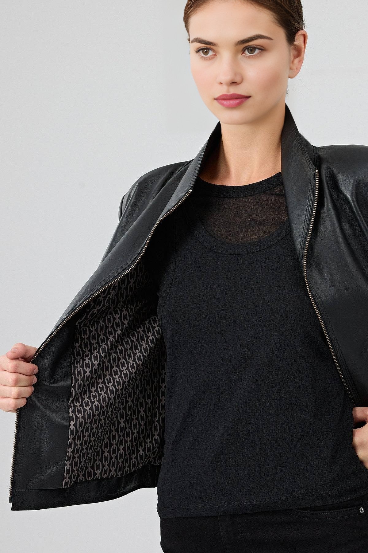 Velora Black Leather Jacket
