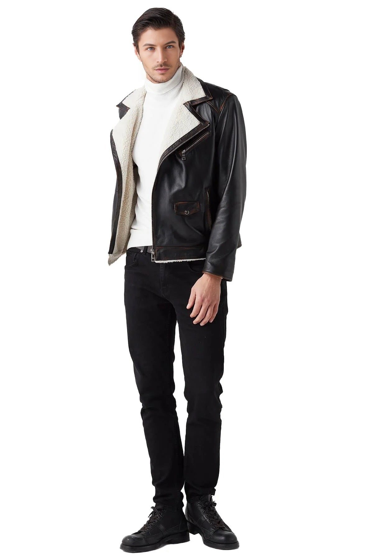 Jahmir Fur Stylish Leather Jacket For Men