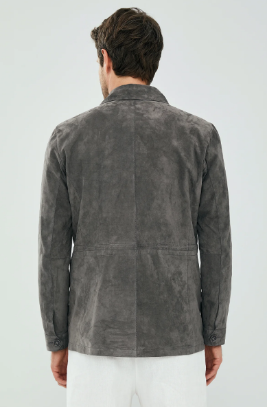 Banocci Suede Grey Stylish Leather Jacket For Men