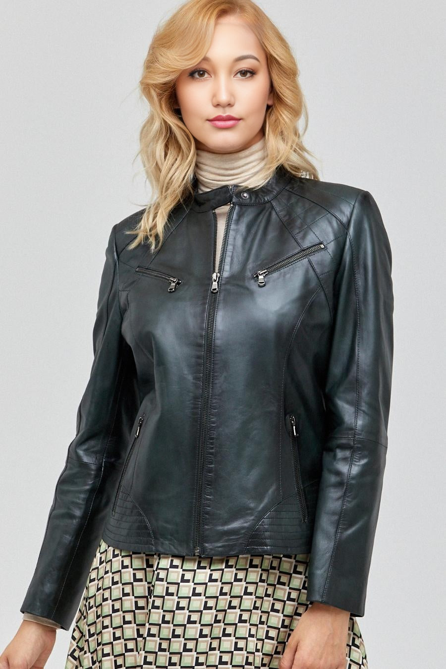 Jennifer Black Leather Jacket For Women