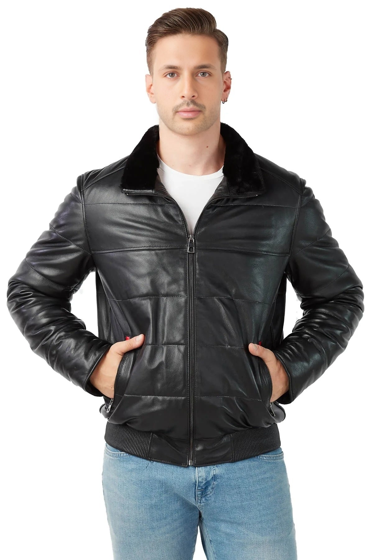 Marshall Black Leather Jacket For Men