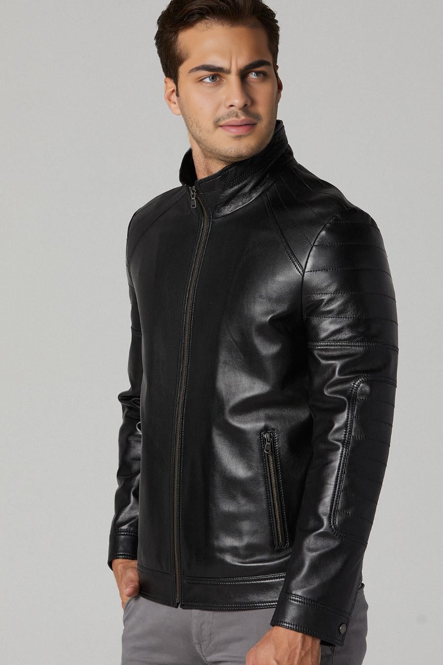 Atlanta Black Distressed Leather Jacket For Men