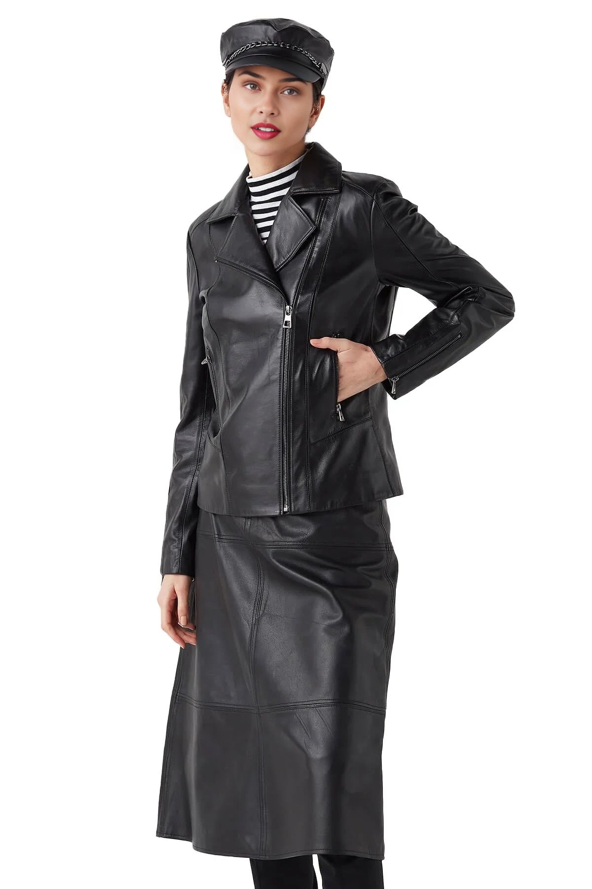 Eleanor Black Stylish Leather Jacket For Women