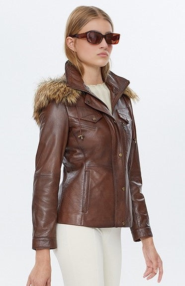 Women Brown Leather Jacket
