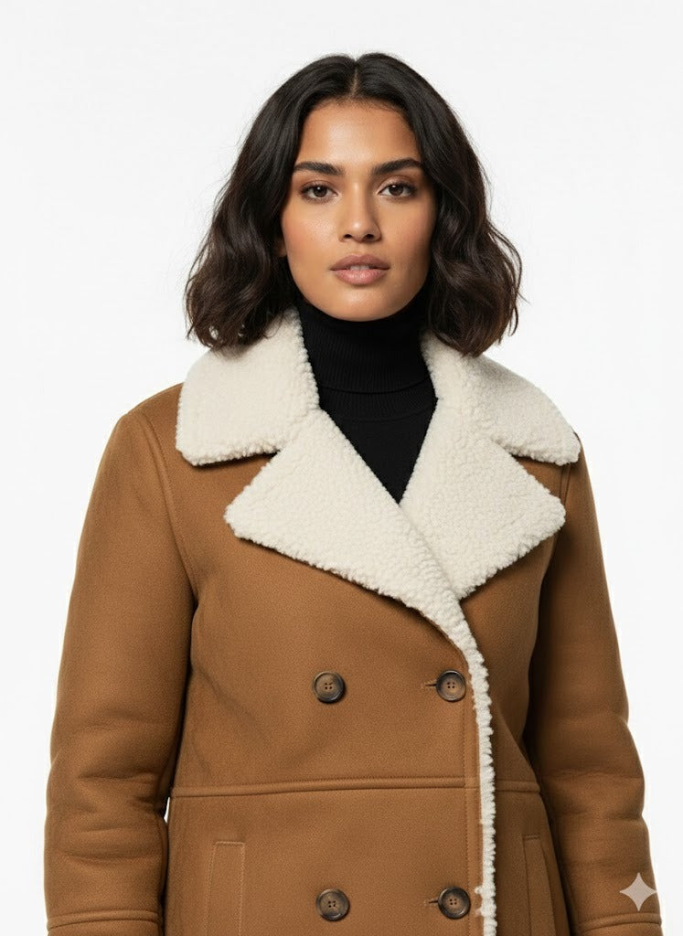 womens-faux-shearling-double-breasted-pea-coat-cognac-tan