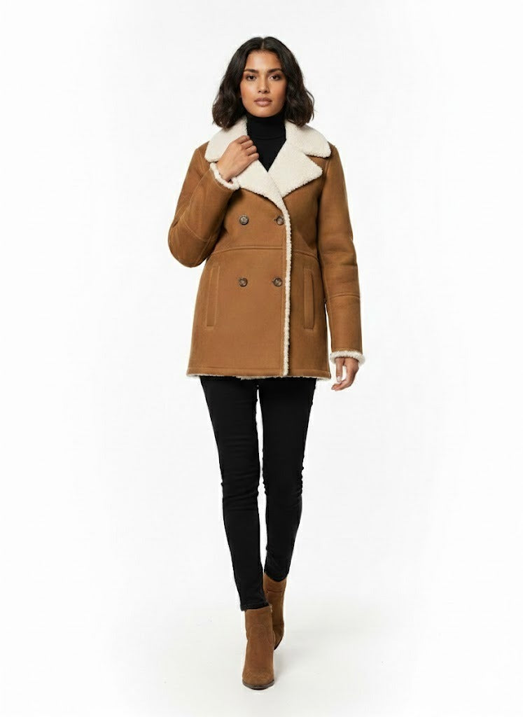womens-faux-shearling-double-breasted-pea-coat-cognac-tan