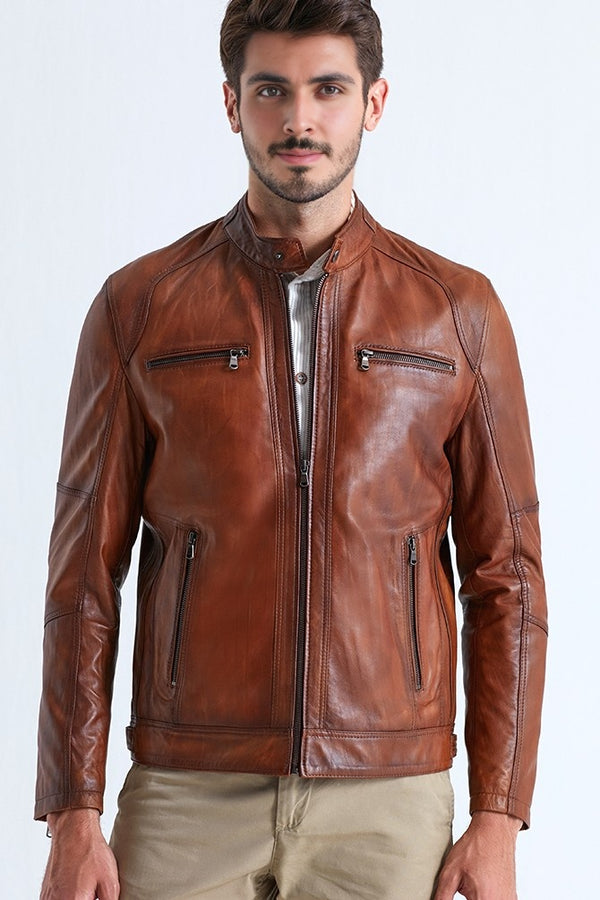 Austin Brown Leather Jacket For Men