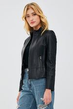Monica Black Biker Leather Jacket