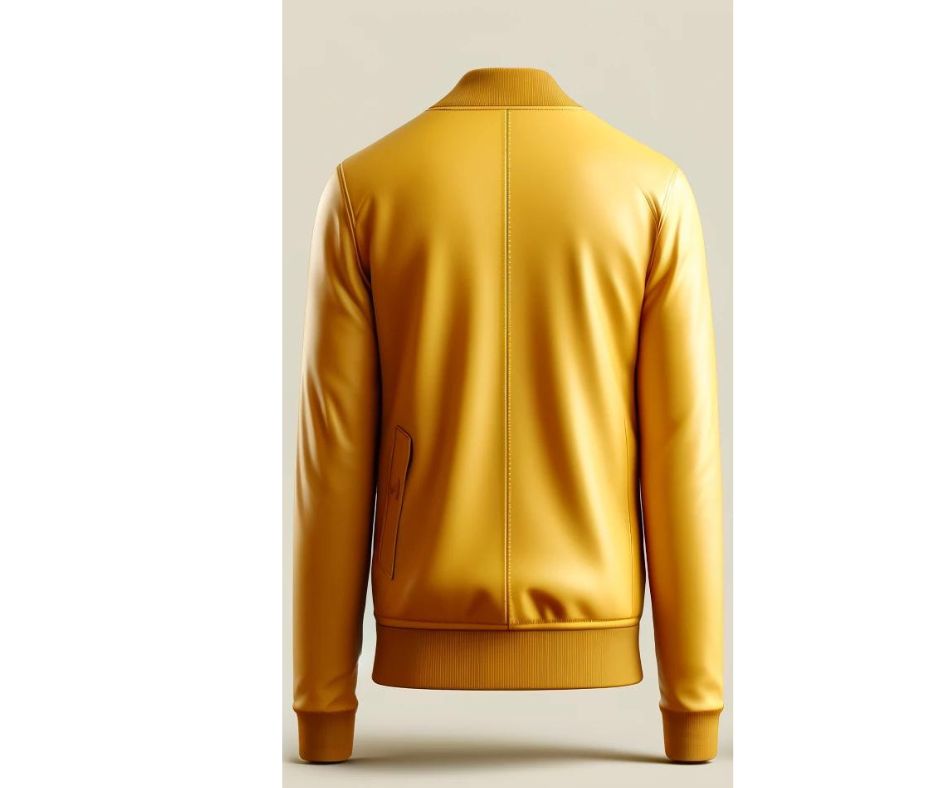 Yellow Bomber Leather Jacket For Women