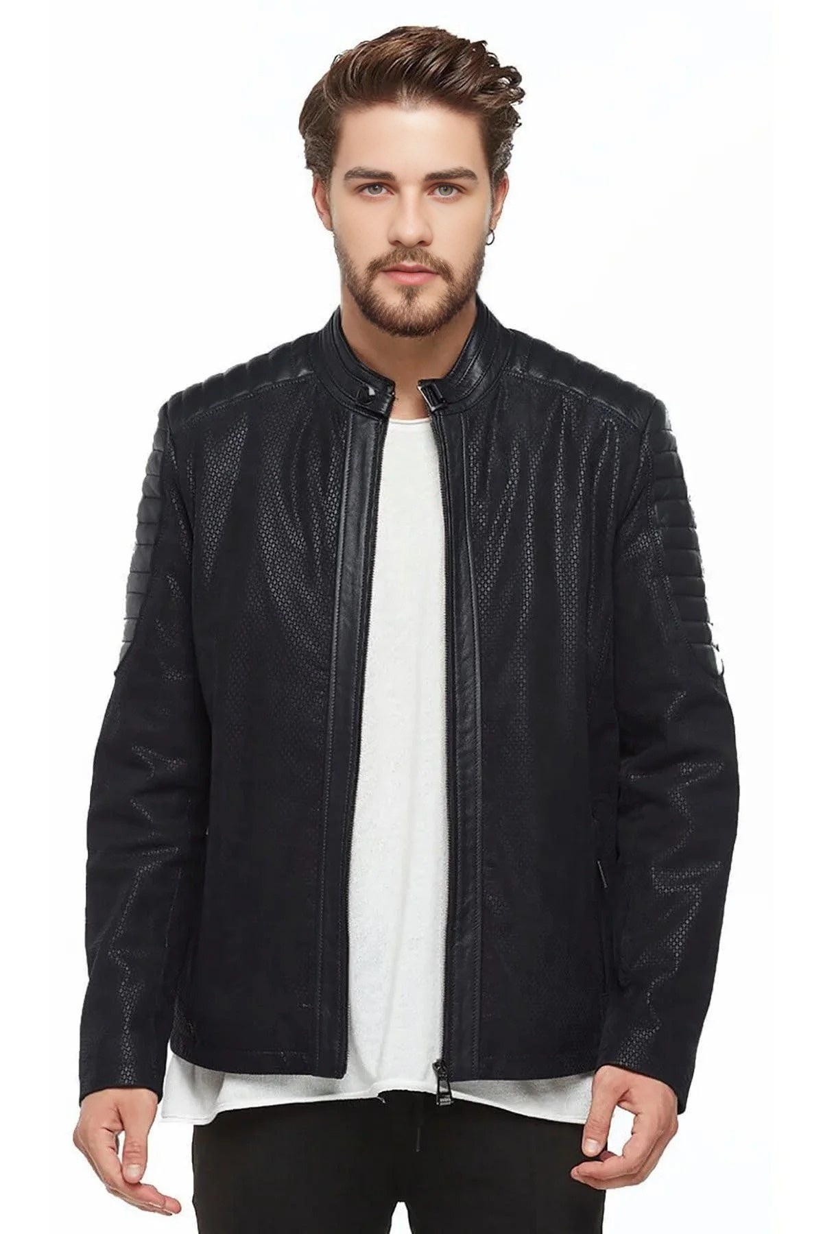 Marsh Black Biker Leather Jacket For Men