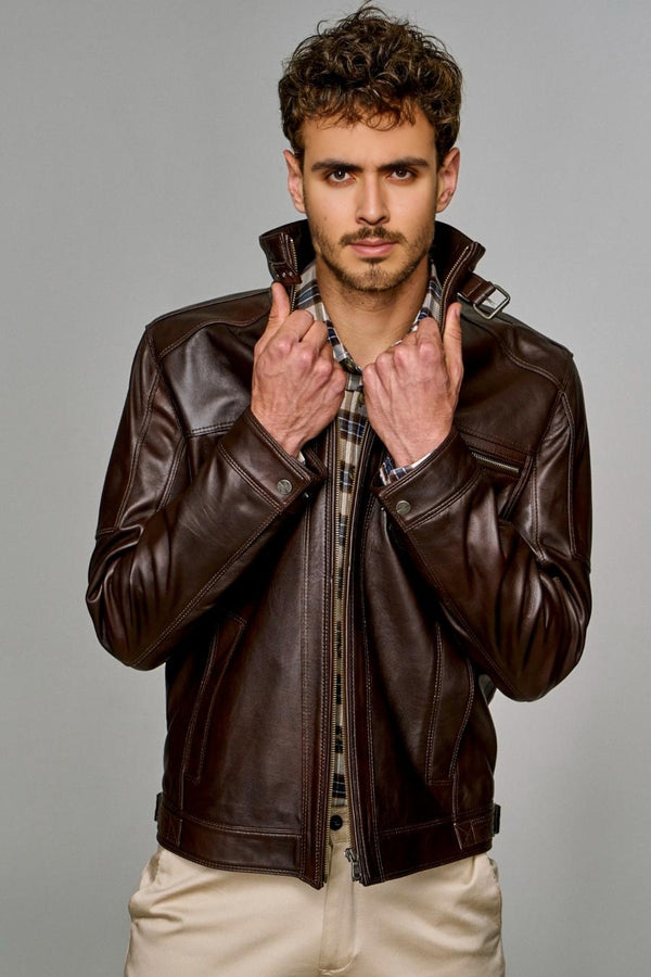Dark Brown stylish Leather Jacket For Men