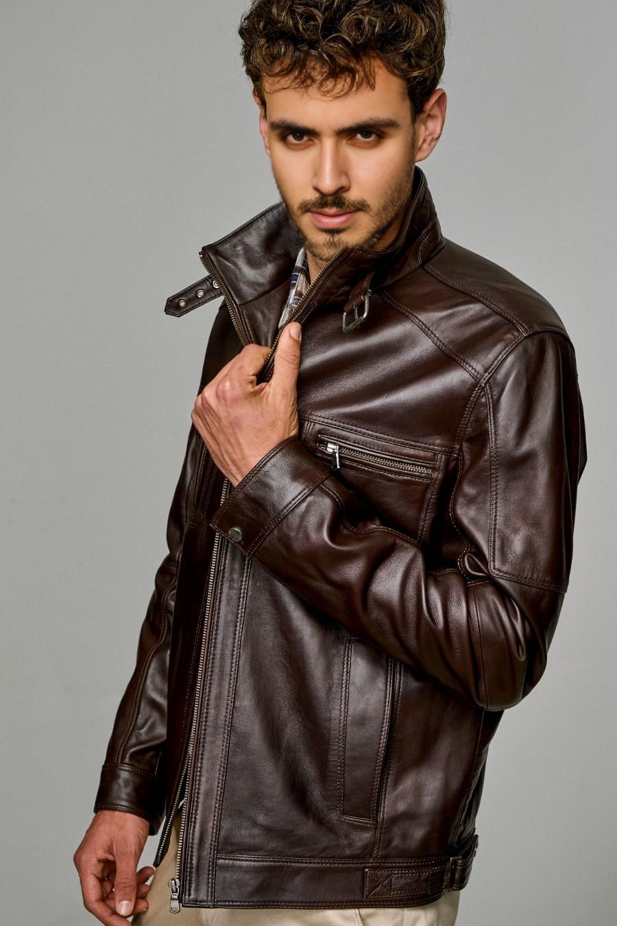 Dark Brown stylish Leather Jacket For Men
